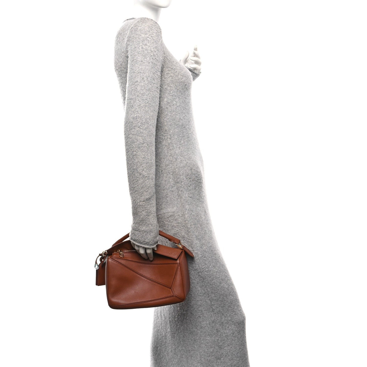 Nappa Lambskin Small Featherlight Puzzle Bag Pecan