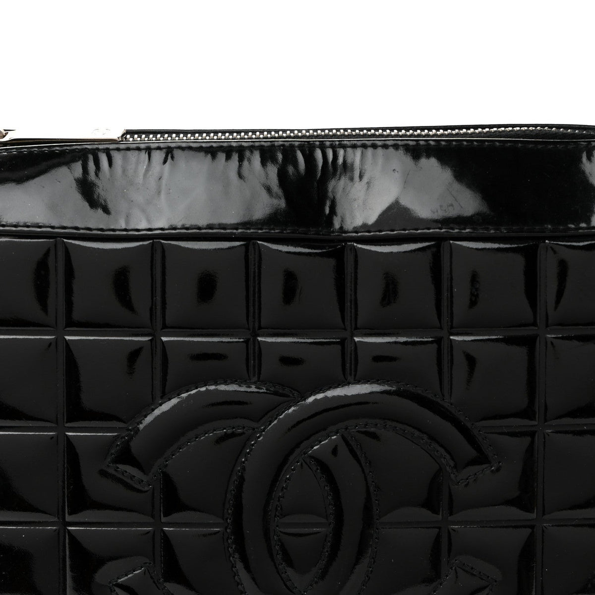 Patent Quilted Small Chocolate Bar Shoulder Bag Black