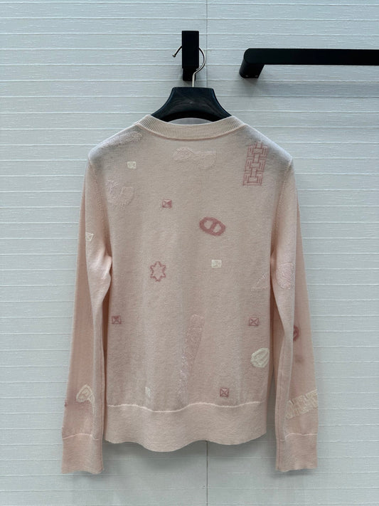 HM 25 Sweater Light Pink Pattern Cashmere 02669