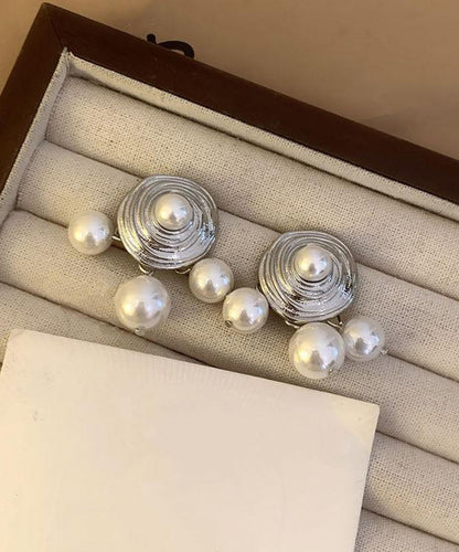Original Design White Alloy Pearl Stud Earrings