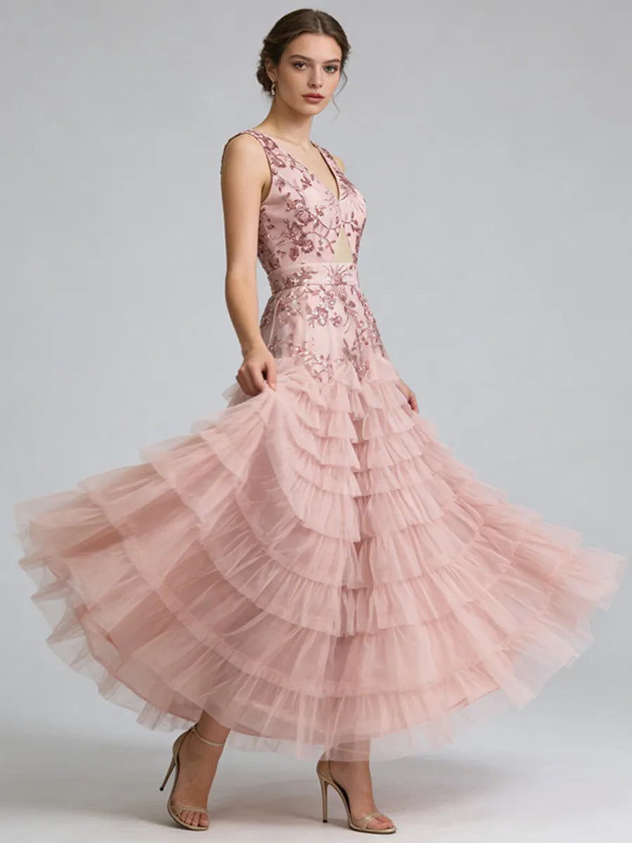 Mila Floral Ruffled Tulle Maxi Dress