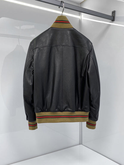 Gucci Jacket Black Lambskin 298820