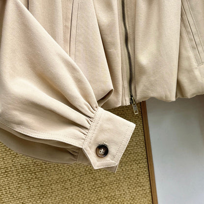 Chloe Cropped Jacket in Beige Cotton