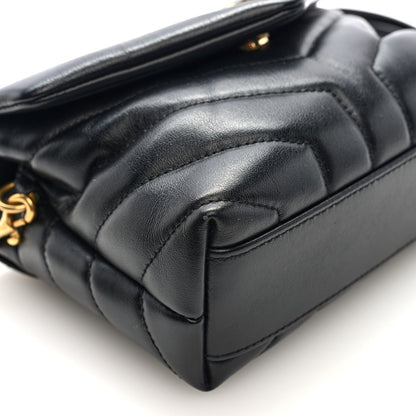 Calfskin Y Quilted Monogram Toy Loulou Crossbody Bag Black