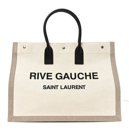 Linen Calfskin Rive Gauche Tote Optic White