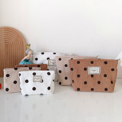 Cosbai - Corduroy Polka Dot Storage Pouch