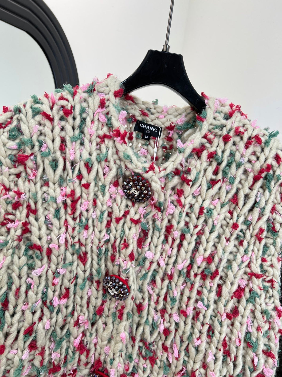 Chanel Hand-crocheted Colorful Pom-pom Vest Cashmere