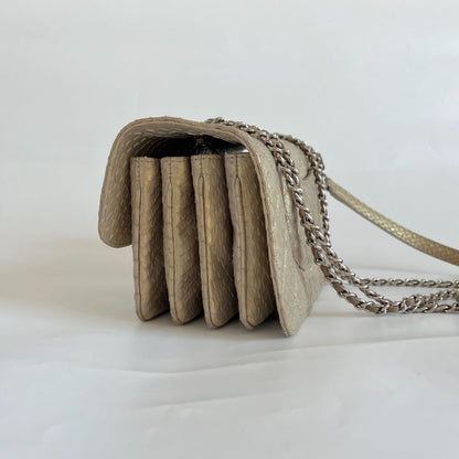 Chanel Mini Rectangle Gold Python Crossbody Bag