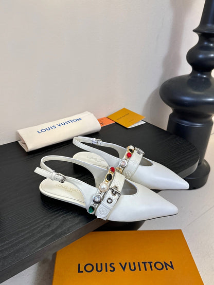 LV Vibe Slingback Flat Off White Cowhide 580336