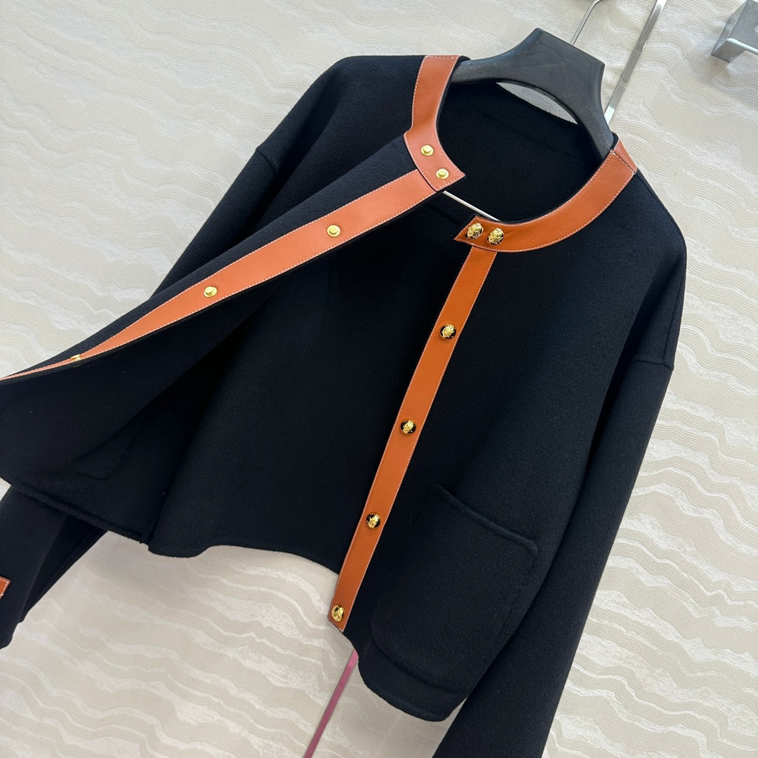 CE Arc De Triomphe Gold-Button Black Cashmere Coat