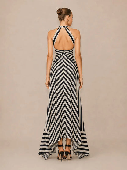 Katia Striped Open-Back Maxi Dress