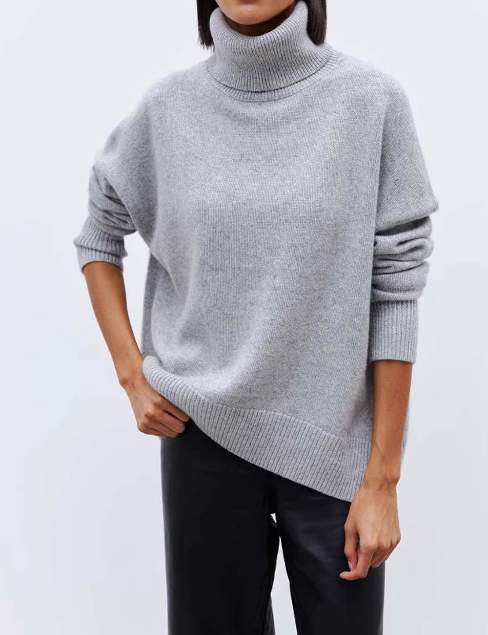 Winter Turtleneck Oversized Ribbed Knit Sweater