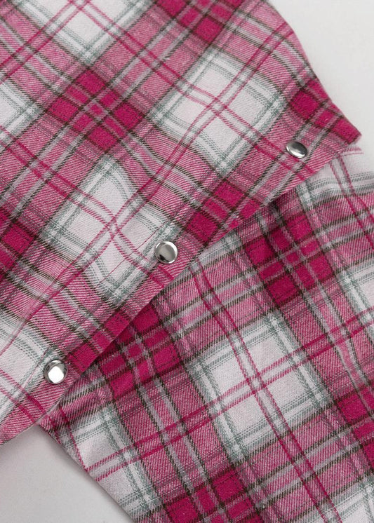 Oversized Pink Plaid Shirt Cotton Blend Soft Fabric