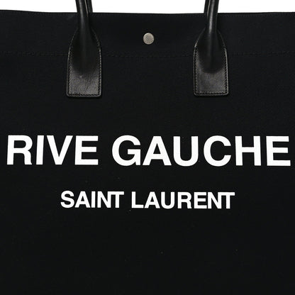Linen Calfskin Rive Gauche Tote Black