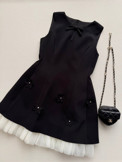 CC Bow-Tie Sleeveless Dress Black Polyester 352971