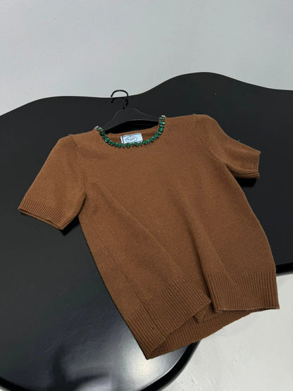 PRADA 25S BEADED CREW NECK SWEATER 314