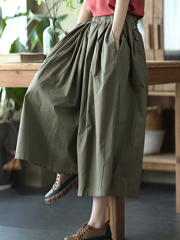 Vintage Casual Loose Ramie Cotton Wide Leg Pants