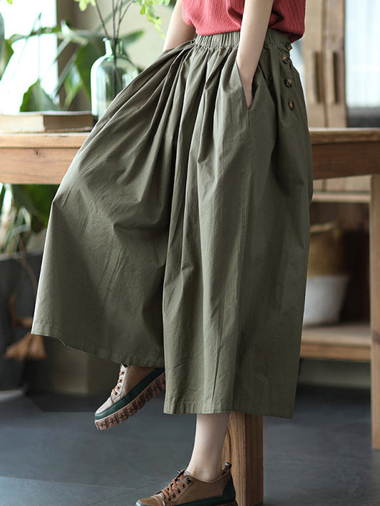 Vintage Casual Loose Ramie Cotton Wide Leg Pants