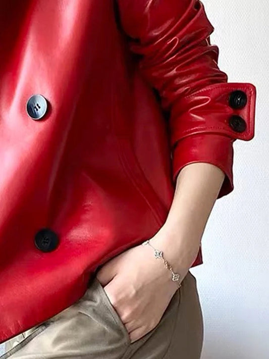 Long Sleeves Buttoned Solid Color Notched Collar Jackets&Coats Outerwear