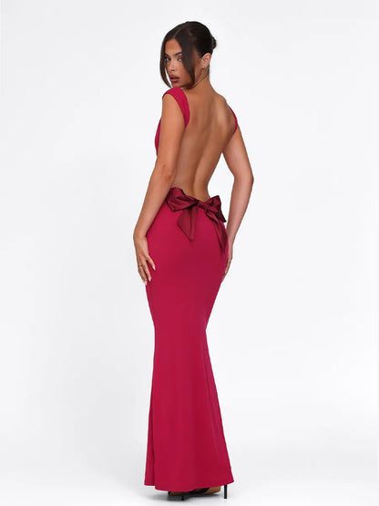 Alma Backless Bow Maxi Dress