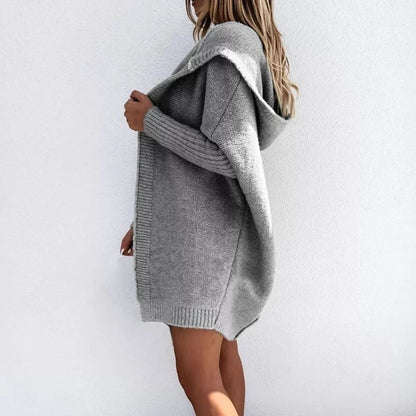 Cotton Blend Loose Knit Hoodie Sweater