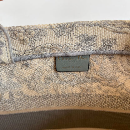 Dior Grey/White Embroidered Canvas Medium Book Tote