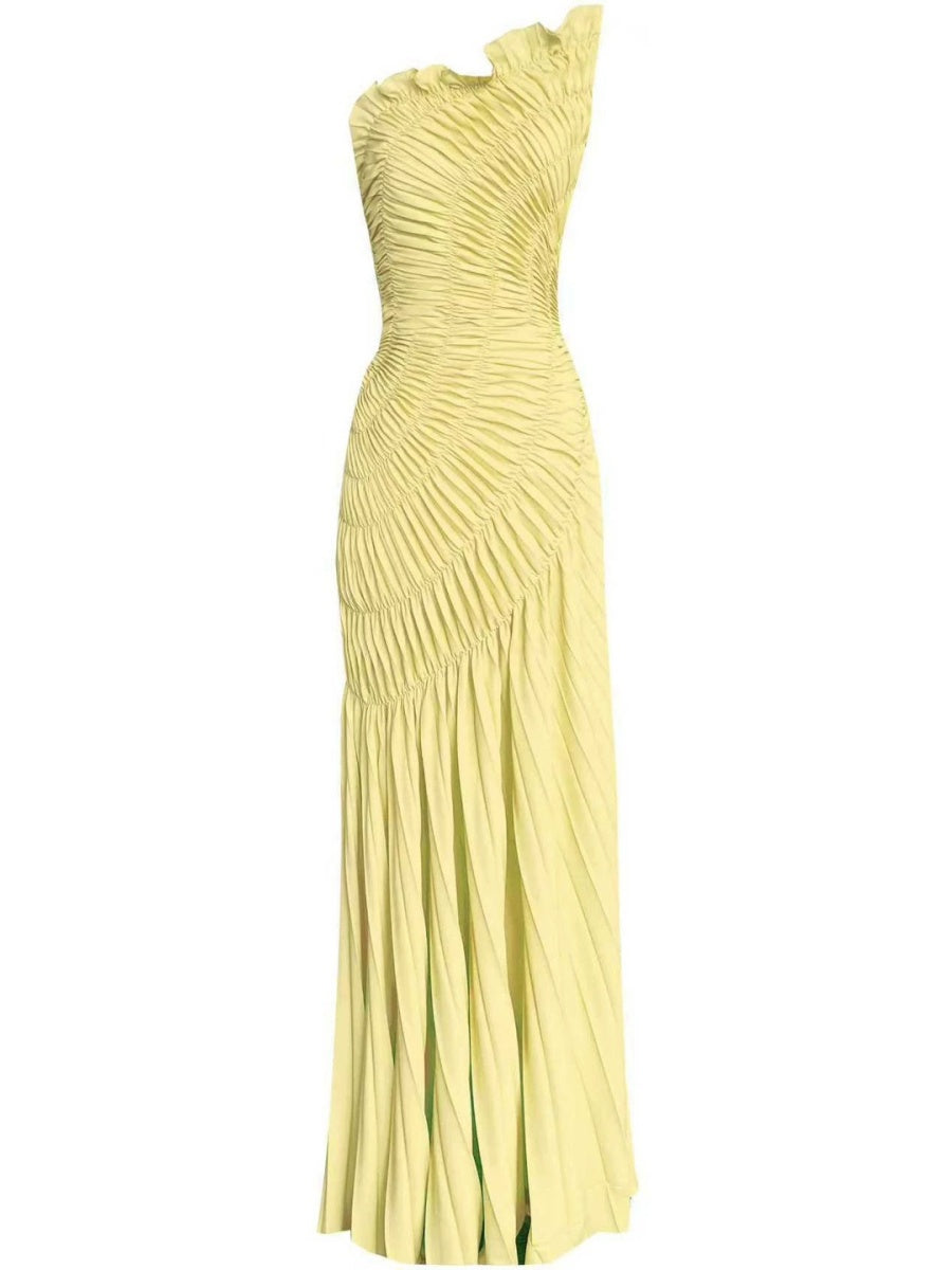 Luna Ruched One-Shoulder Mermaid Maxi Dress