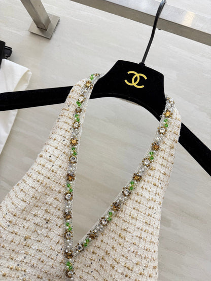 CC 26s Halter Vest White Tweed