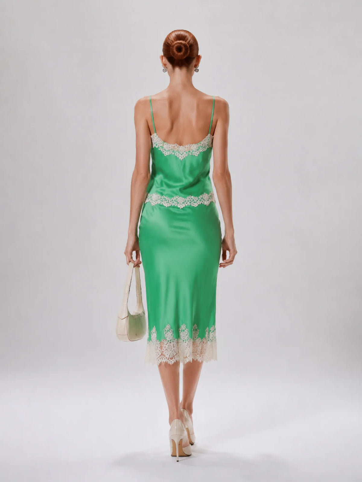 Emmeline Lace and Satin Panel Midi Set