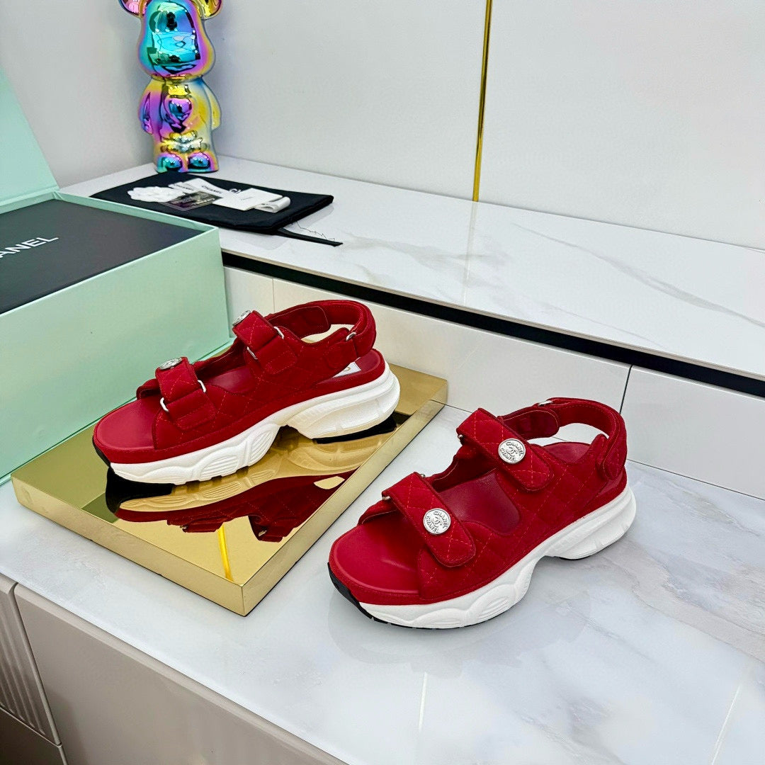 CC Sandals Electro Embroidery Red Canvas
