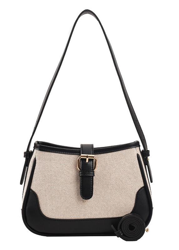 Canvas Shoulder Bag With Leather Trim