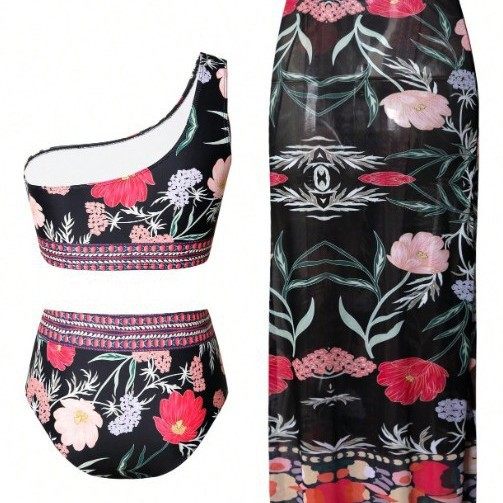 Women's One-Shoulder High-Waist Bikini Set Swimwear