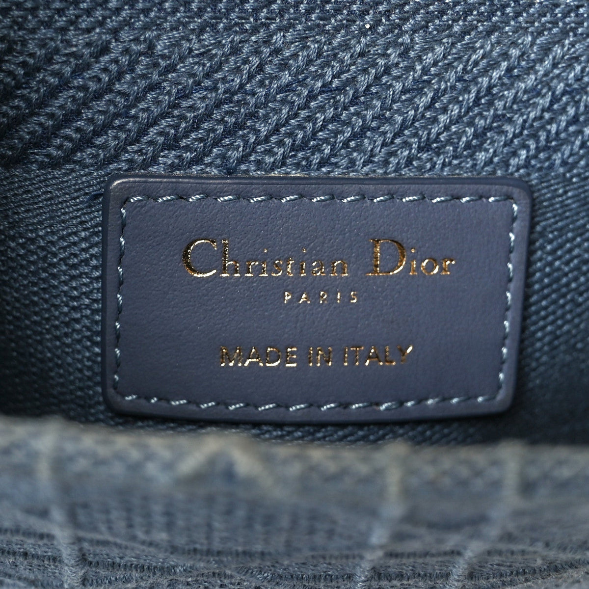 Canvas Embroidered Cannage Medium Lady D-Lite Denim Blue