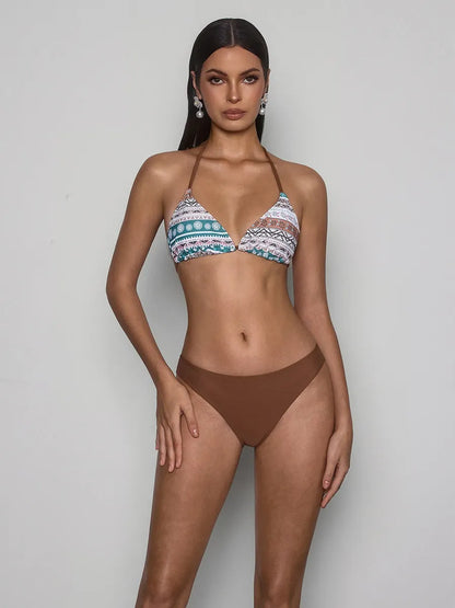 Raquel Printed Cutout Bikini Three Piece Set