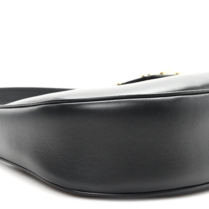 Smooth Calfskin Medium Strap Ava Triomphe Shoulder Bag Black