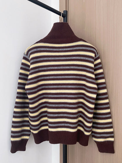 Prada 2025 Two-Tone Cardigan Brown and White Wool
