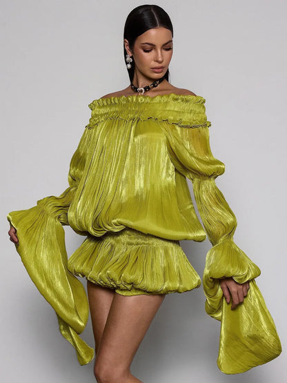 Karina Off Shoulder Ruched Dress Set