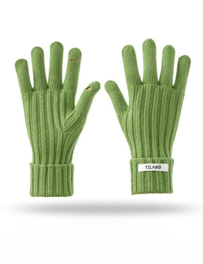 Simple Solid Color Knit Touchable Gloves