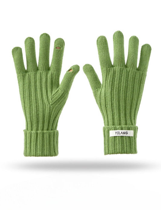Simple Solid Color Knit Touchable Gloves