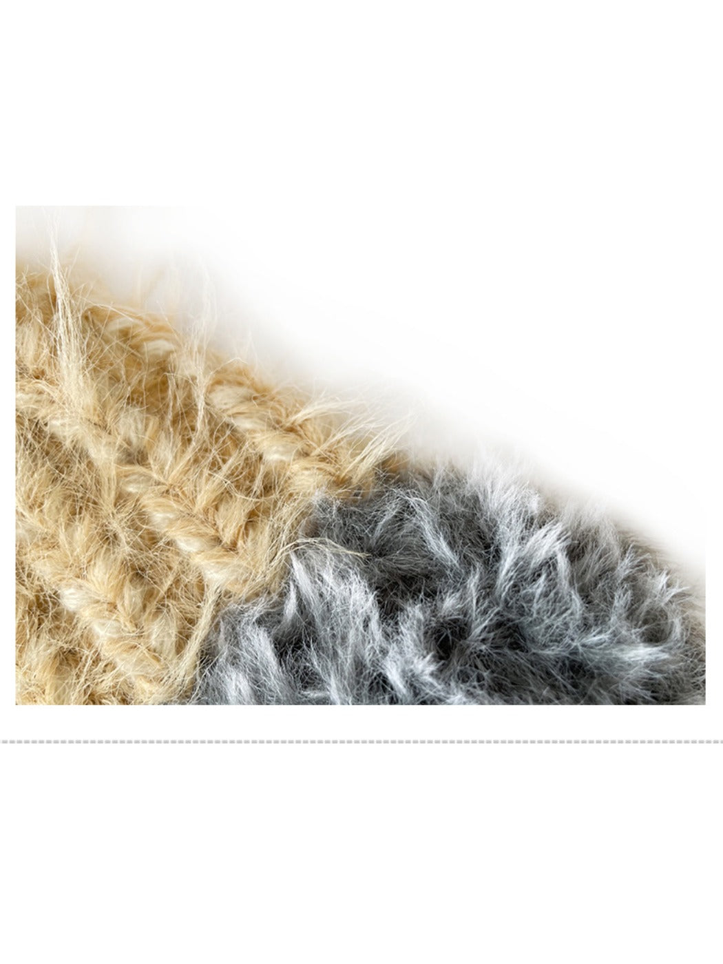 Haila - Winter Color Block Knitted Beanie with Tassel Braids