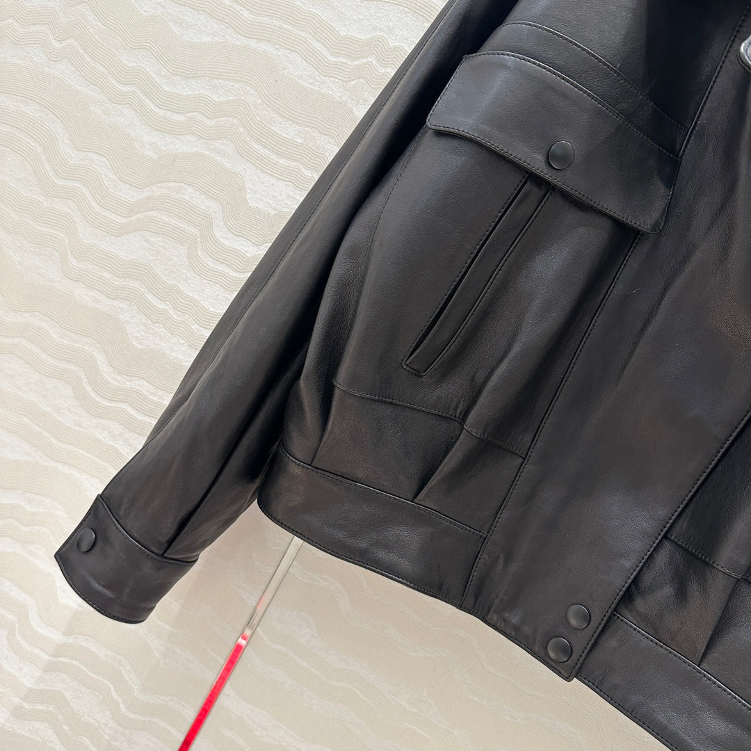 YSL Double Pocket Silhouette Jacket Black Lambskin