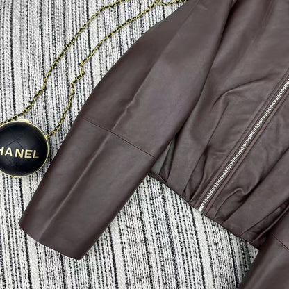 Loewe Draped Jacket Brown Nappa Lambskin 348576