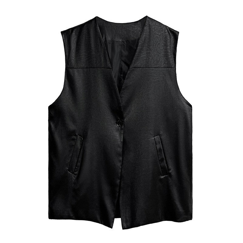 Ribbed Jacquard Solid Color Vest