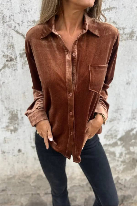 Chest Pocket Velvet Shirt