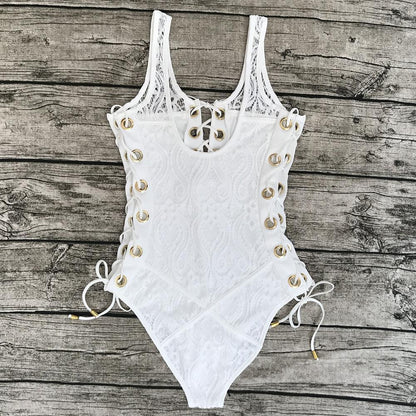 New Arrival Lace Perspective Strap V-Neck Bikini 6-Color Swimwear
