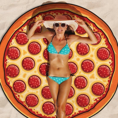 Hot Sale Circular Pizza 3D Printing Outdoor Picnic Mats Sun Beach Met