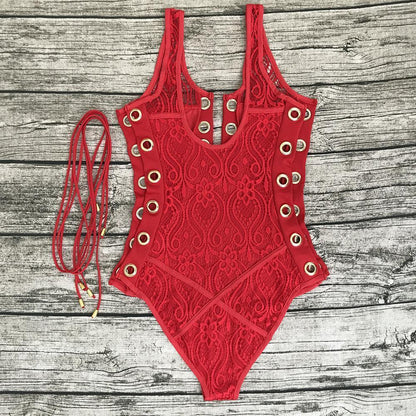 New Arrival Lace Perspective Strap V-Neck Bikini 6-Color Swimwear