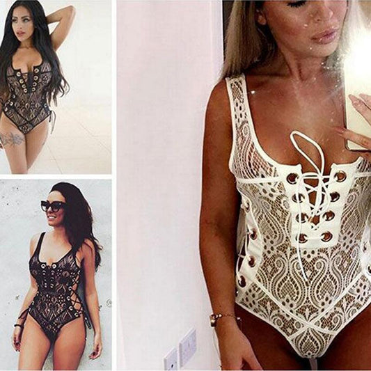 New Arrival Lace Perspective Strap V-Neck Bikini 6-Color Swimwear