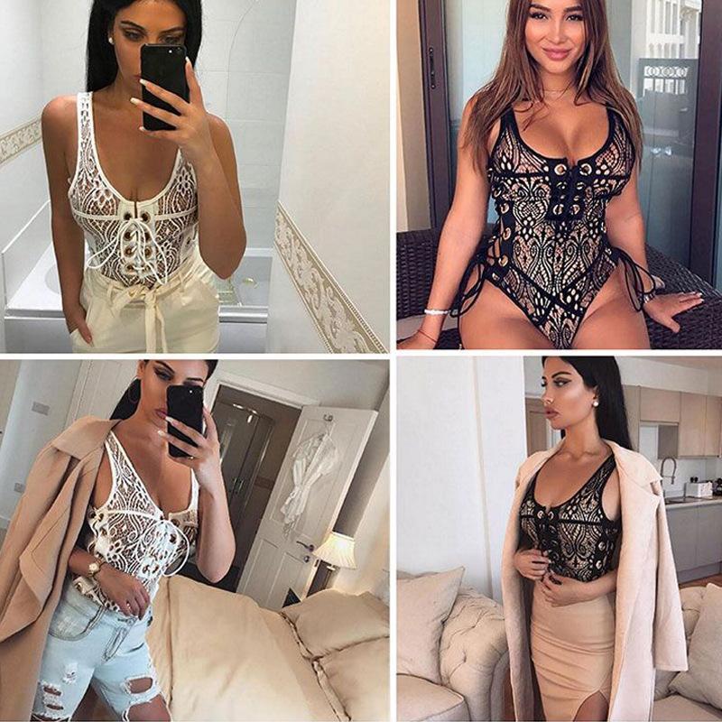 New Arrival Lace Perspective Strap V-Neck Bikini 6-Color Swimwear
