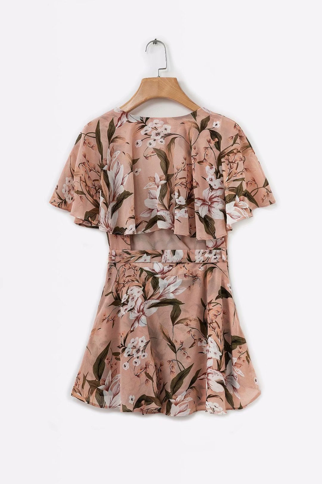 Print V Neck Short Sleeve High Waist Jumpsuit Rompers